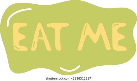 Cómeme letras, pegatinas de letras divertidas, letras de doodle dibujadas a mano, tema de comida