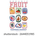 Eat more fruit. Fruit club print design. Tropical sweetness. Farmar market. Fruit stall t shirt artwork.