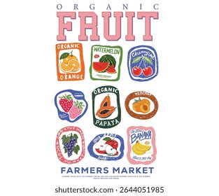 Eat more fruit. Fruit club print design. Tropical sweetness. Farmar market. Fruit stall t shirt artwork.