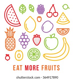 Eat more fruits motivational vector illustration