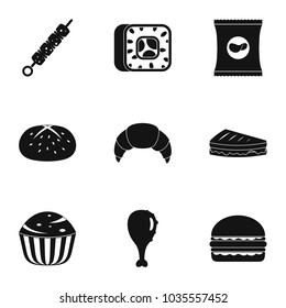 Eat too much icons set. Simple set of 9 eat too much vector icons for web isolated on white background