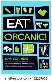 Eat Organic (Flat Style Vector Illustration Poster Design)