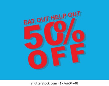 ESSEN SIE AUSSERHALB 50 % Rabatt auf Vektor; Das "Eat Out to Help Out"-Programm beginnt am 3. August. Restaurants, Bars und Cafés können sich der Initiative anschließen, um die Menschen dazu zu bringen, zum Essen zurückzukehren.