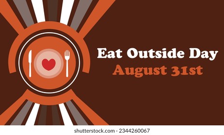 Diseño de banner vectorial del Día Exterior. Feliz Día de Comida Exterior moderna retro gráfico mínimo ilustración de afiches.