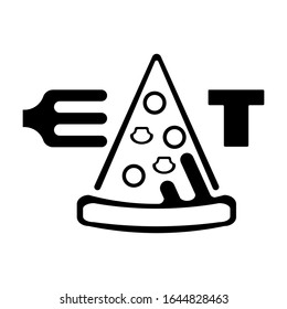 eat pizza logo vector design 