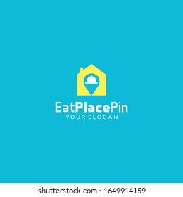Eat Place Pin Logo Design Vector Template