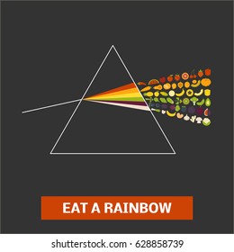 Eat a rainbow concept. Vector stylized dispersive prism