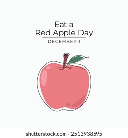 Eat a Red Apple Day vector design template good for celebration usage. Eat a Red Apple Day design. continuous line drawing eps 10.