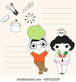 Eat Right Eat Healthy Character Paper Note illustration