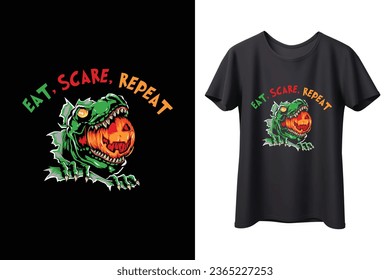 Eat scare repeat halloween t shirt design.