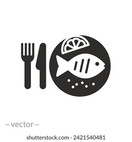 eat seafood icon, food of fish, nutritious diet, flat symbol on white background - vector illustration