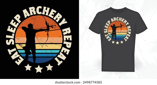 Eat Sleep Archery Repeat Funny Antiguas Diseño de camiseta de tiro con arco
