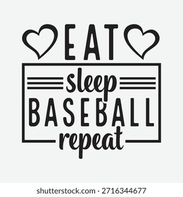 Coma el diseño de la repetición del béisbol del sueño con la tipografía atrevida y los acentos del corazón. Arte vectorial minimalista perfecto para la taza del cartel de la impresión de la camiseta o bolso de mano. Ideal para los aficionados al béisbol, los jugadores y las familias que aman las obras de arte motivadoras de temática deportiva y el estilo de Diseño gráfico moderno y limpio.