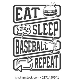 Eat Sleep Baseball repeat - baseball t shirt design, vector, poster or template.