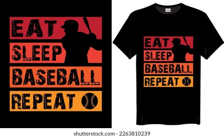 Coma. Duerme. Béisbol. Repetir el diseño de camisetas de béisbol. Mejor diseño de camisetas vectoriales de tipografía.