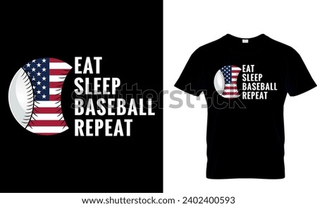 Eat Sleep Baseball Repeat USA American Flag T-shirt