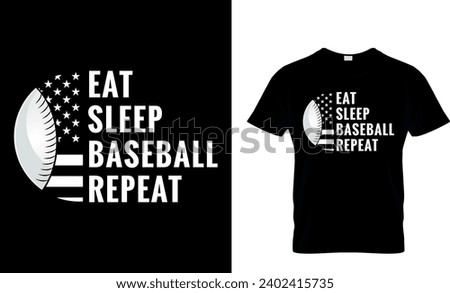 Eat Sleep Baseball Repeat USA American Flag T-shirt