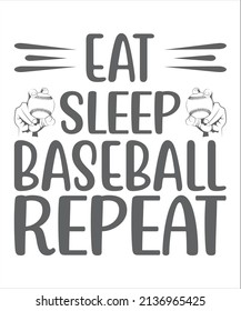 Eat sleep baseball repeat vector files. Baseball family design. Sports decor. Image on a transparent background.