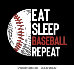 eat sleep baseball vector art illustration on shirt 