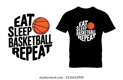 Eat sleep basketball repeat circle shape t-shirt design