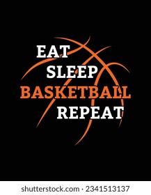 Eat Sleep Basketball Wiederholen SVG T-Shirts, Vektorgrafik-Vektorgrafik-Design-Vorlage