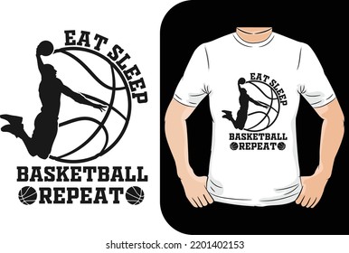 Eat sleep basketball repeat t-shirt design - Vector graphic, typographic poster, vintage, label, badge, logo, icon or t-shirt