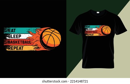 EAT SLEEP BASKETBALL REPEAT. BASKETBALL T-SHIRT.