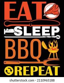 Eat sleep bbq repeat barbecue tshirt design