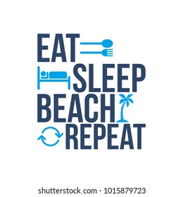 eat sleep beach repeat icon sign