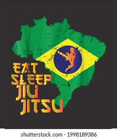 Eat Sleep Brazilian Jiu Jitsu Strong Brazil Flag Bjj Mma Vector illustration design for use in designing and printing