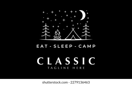 Eat Sleep Camp Night Trip logo abstract monogram vector icon template