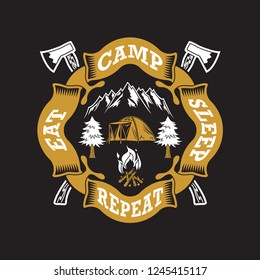 eat sleep camp repeat quotes. Camping Sayings & Quotes. 100% Vector best for t shirt design and print design
