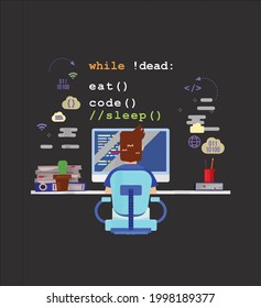 Eat Sleep Code Computer Science Programming Vector illustration design for use in designing and printing