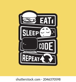 Eat Sleep Code Repeat Tshirt Design