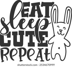 Eat Sleep Cute Repeat - Baby Bib Illustration