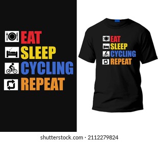 Eat sleep cycling repeat t-shirt design template