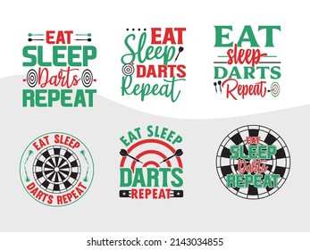 Eat Sleep Darts Repeat Printable Vector Illustration