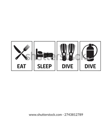 Eat sleep dive icons representing life s simple pleasures