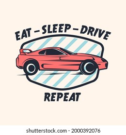 repetición de la unidad de sueño, tema del automóvil, ilustración del icono del coche