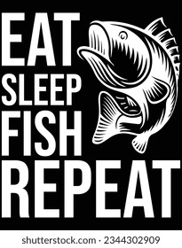 Eat sleep fish repeat EPS file for cutting machine. You can edit and print this vector art with EPS editor.