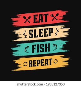 Eat sleep fish repeat - fisherman, boat, fish vector, vintage fishing emblems, fishing labels, badges - fishing t shirt design