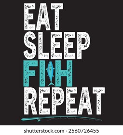 Eat Sleep Fish Repeat Kids Fishing, Eps, Png, Dxf, Digital Download