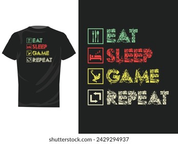 Eat Sleep Game Repeat cool gamer,t-shirt design