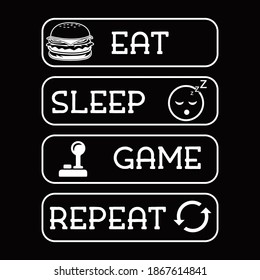 Eat Sleep Game Repeat Icon, Vector, Silhouette symbol design