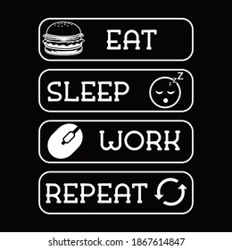 Eat Sleep Game Repeat Icon, Vector, Silhouette symbol design