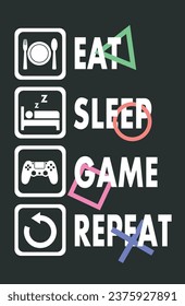 eat sleep game repeat poster