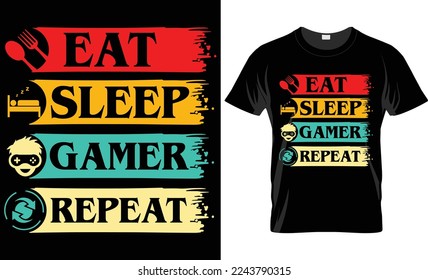 Eat sleep gamer repeat T-shirt design
