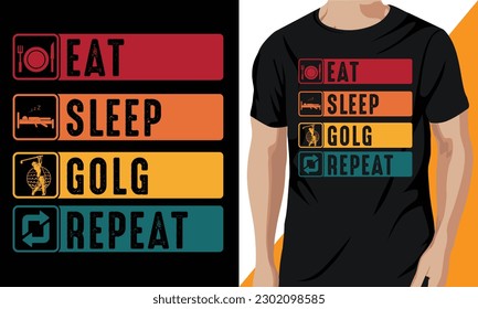 Eat Sleep Golf Repeat T-shirt design vector design