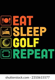 Eat sleep golf repeat vector art design, EPS file. design file for T-shirt. SVG, EPS cuttable design file