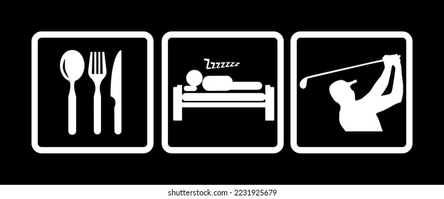 Eat Sleep Golf. Vector Illustration.